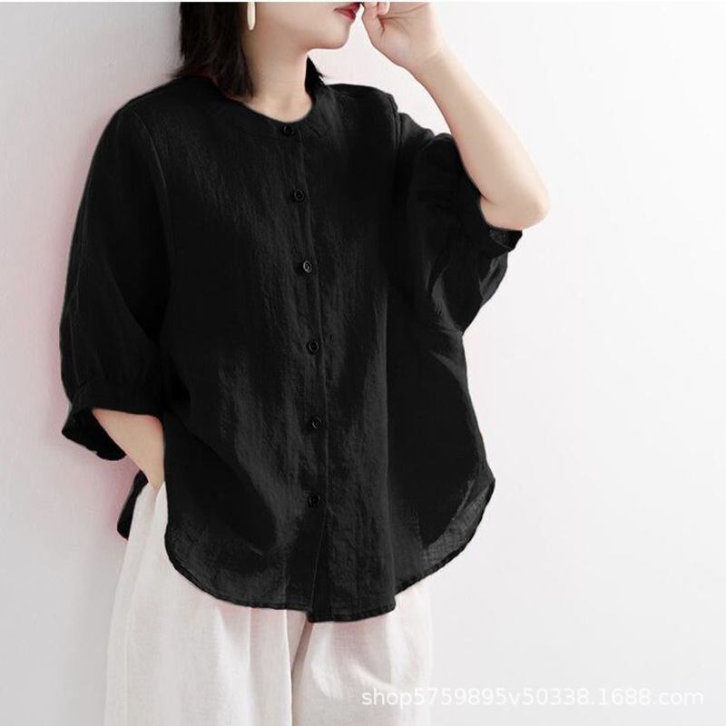 Summer Clothing Office - Blus Nyaman Warna Polos Wanita Ukuran