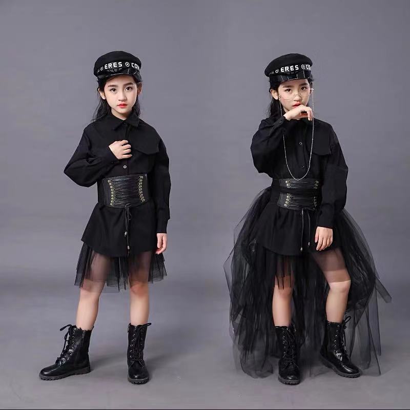 Summer Clothing Girl - Setelan Hitam Anak-anak Gaun Pakaian Catwalk