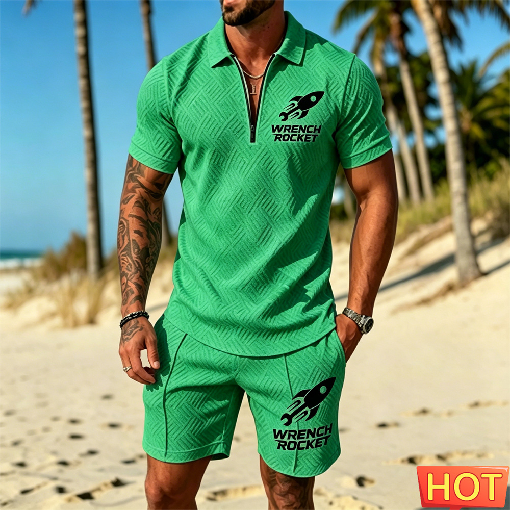 Summer Vacation Clothing Men - Setelan Polo Liburan Pria, Setelan Kasual