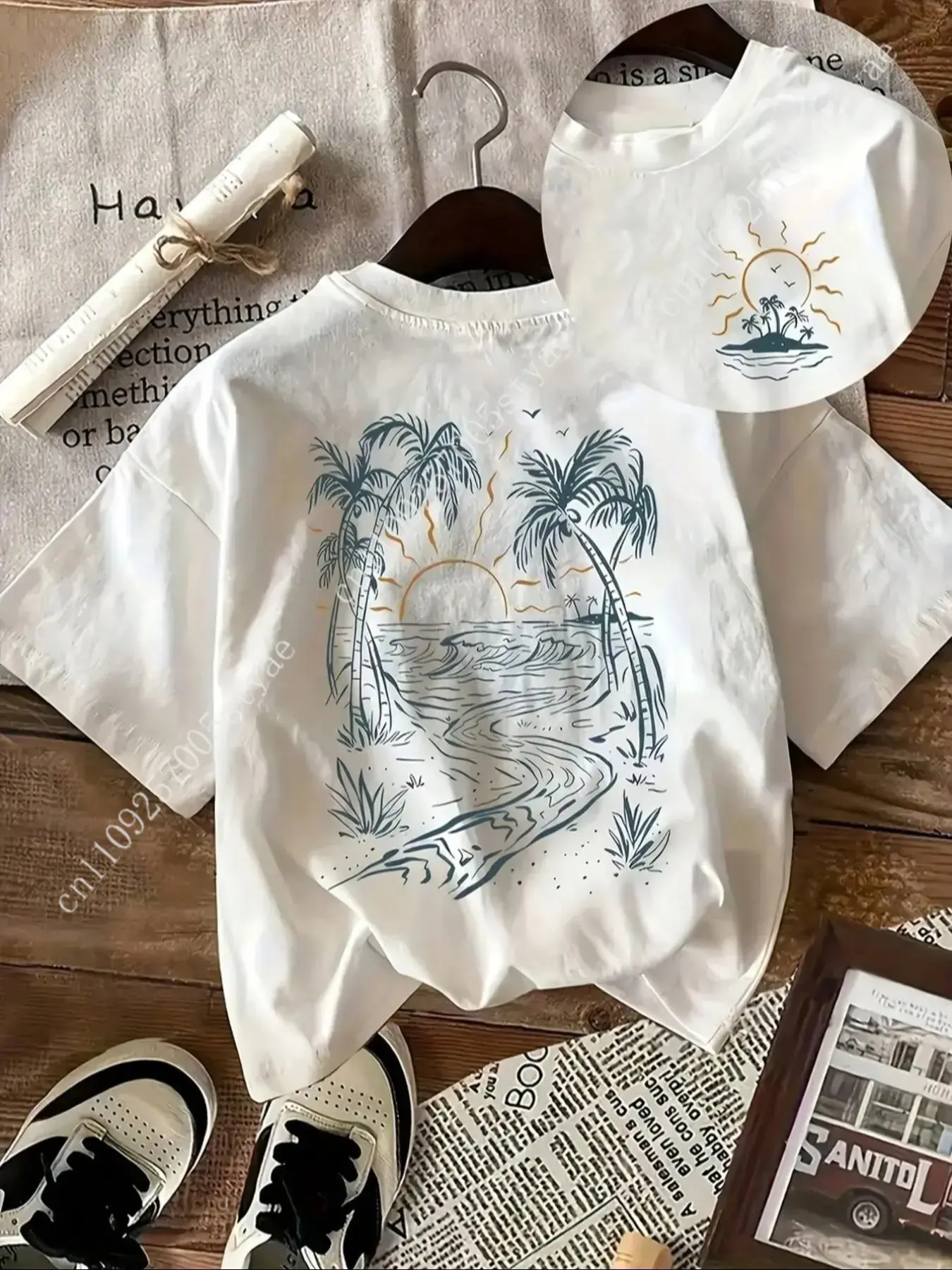 Summer Quilt - Kaos Wanita Motif Pohon Kelapa &