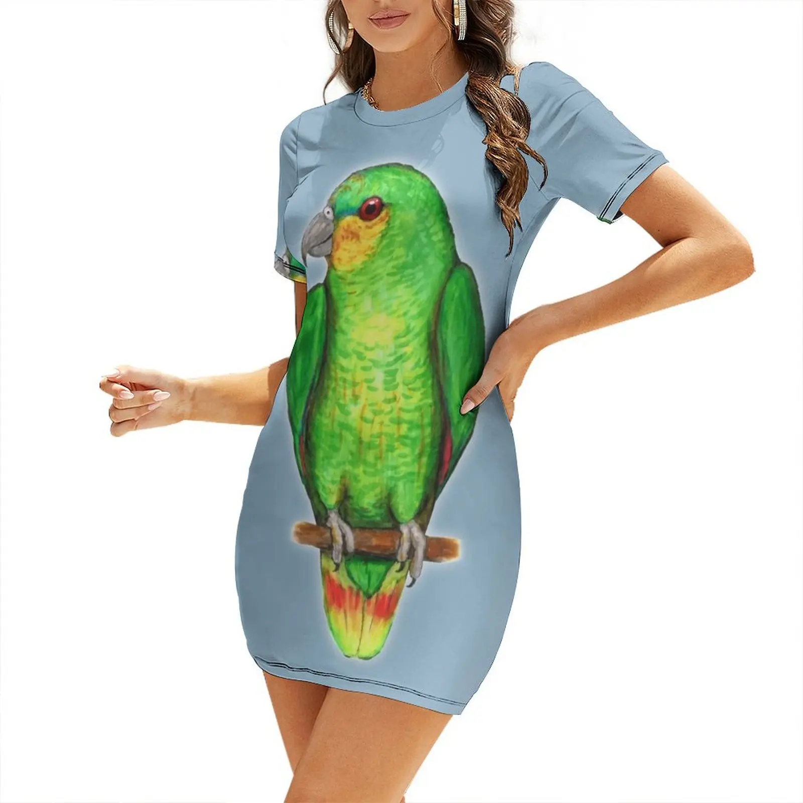 Summer Clothing Amazon - Gaun Lengan Pendek Burung Beo Amazon