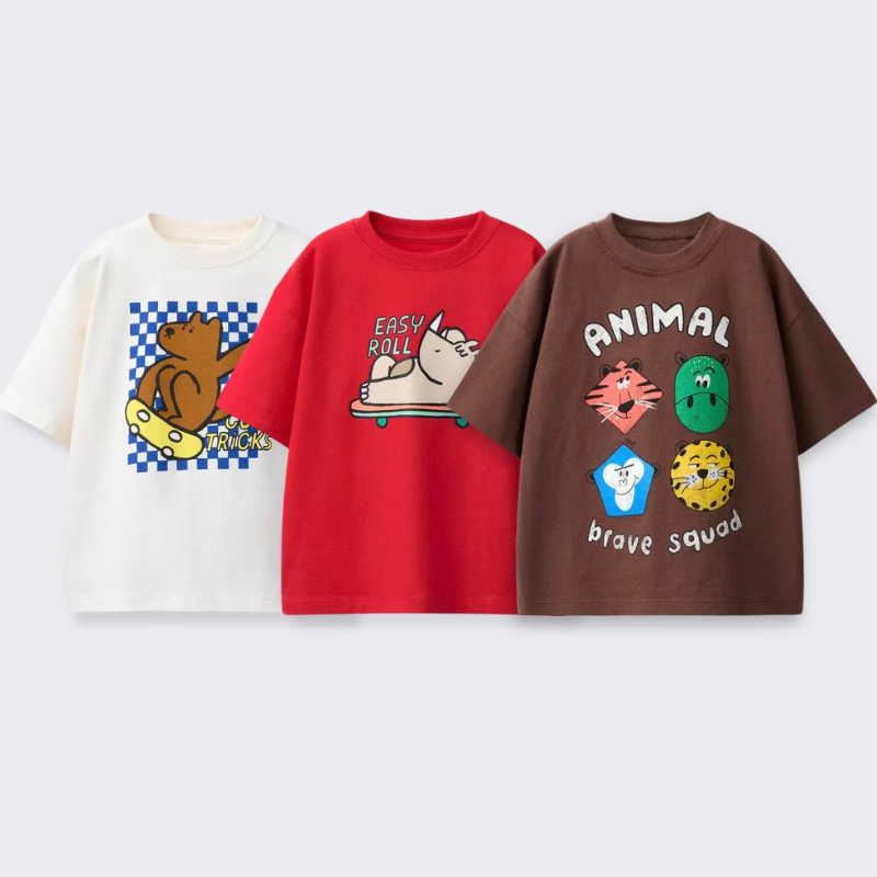 Summer Clothing For Babies - Kaus Kartun Cetak untuk Pakaian Anak-anak