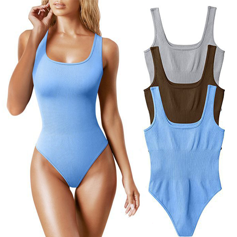 Summer Clothing Vintage - Harajuku Bodysuit tanpa lengan padat Atasan