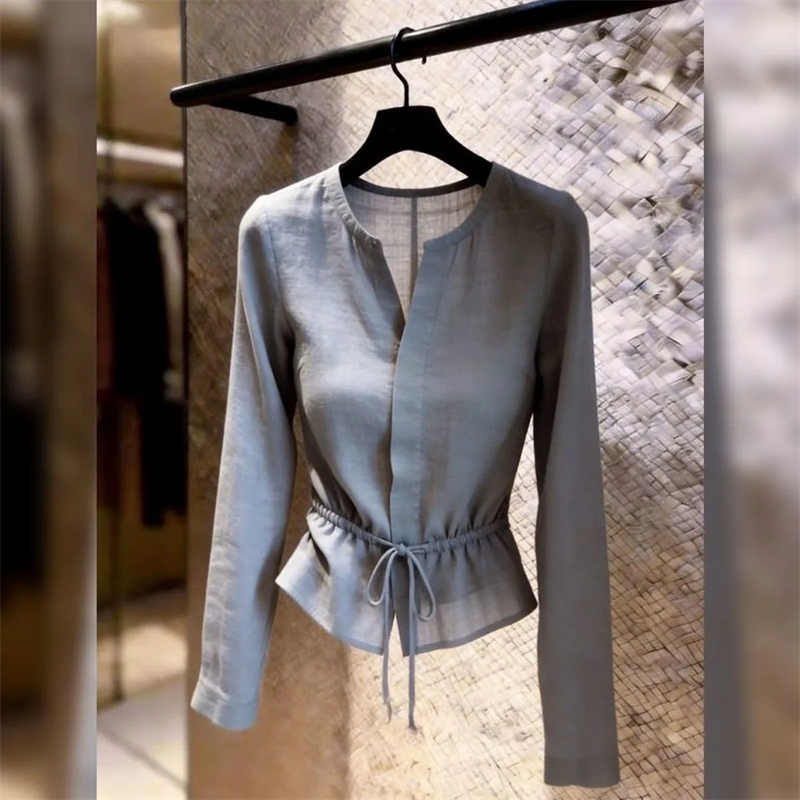 Summer Clothing For 70 Year Old Woman - Atasan Kaos Wanita Blus Abu-abu Super