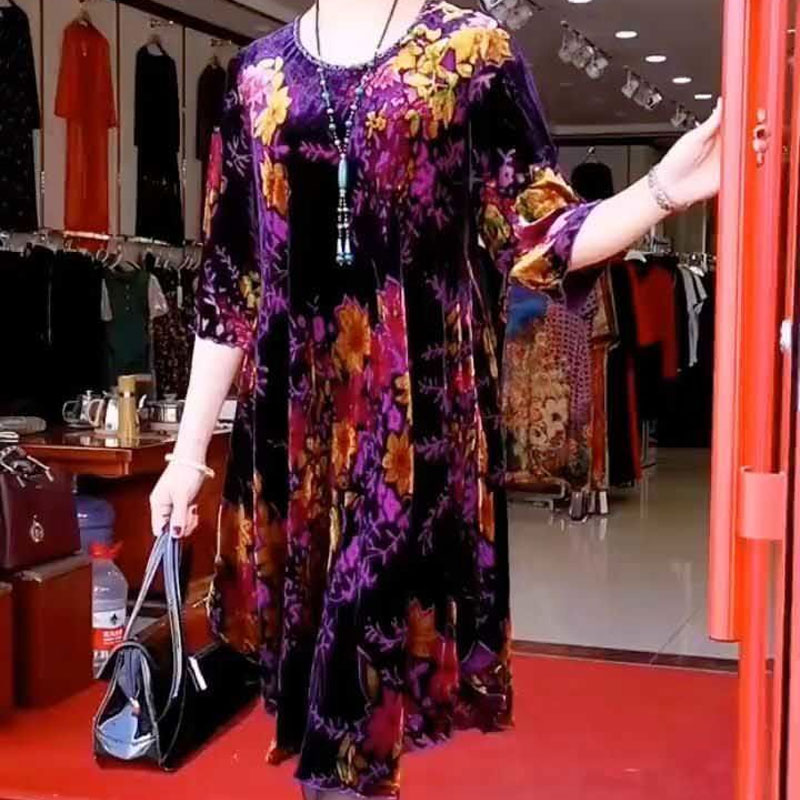 Summer Clothing For 70 Year Old Woman - Gaun Midi bunga rusak Vintage pakaian