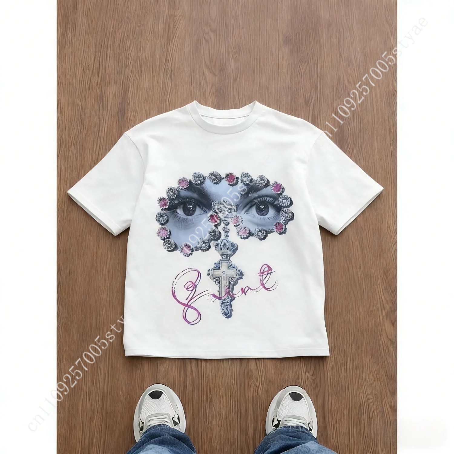 Summer Quilt - Kaos Pria Longgar Bermotif Grafis, Gaya