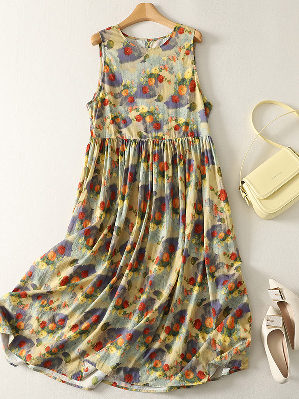 Summer Clothing Vibes - Gaun Maxi Motif Bunga Longgar Musim