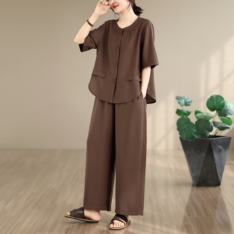 Summer Clothing Over 60 - Setelan Dua Potong Celana Lebar Modis