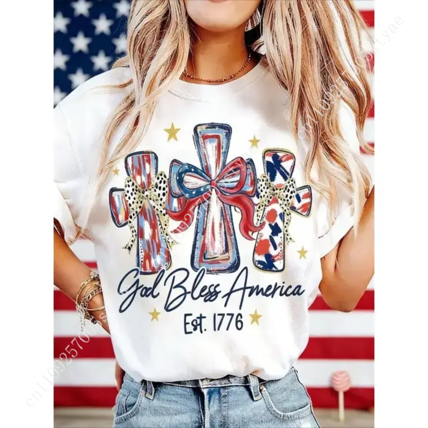 Summer Quilt - Kaus Wanita God Bless America 250