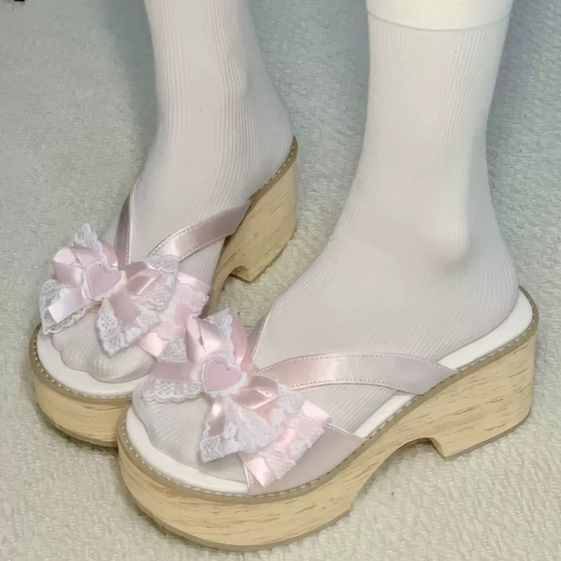 Summer Clothing Petite - Sandal Platform Tebal Motif Kayu Sweet