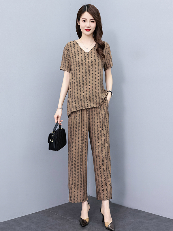 Summer Clothing Over 60 - Set Dua Potong Lengan Pendek Gaya