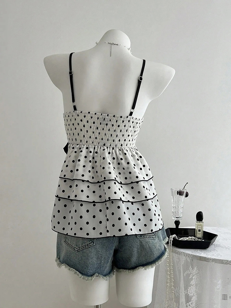 Kamisol Polkadot Berpita Warna - Summer Clothing For 70 Year Old Woman ulasan dan harga