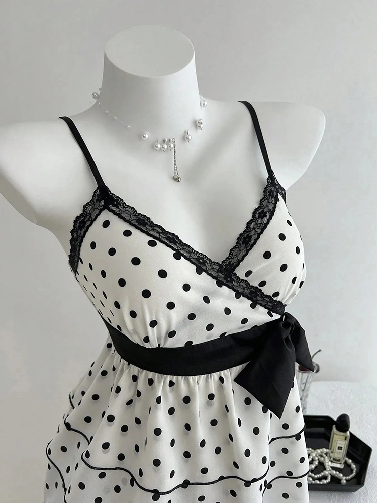 Kamisol Polkadot Berpita Warna - Summer Clothing For 70 Year Old Woman ulasan dan harga
