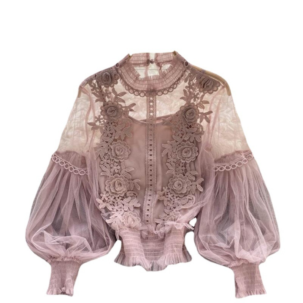 Blus Lengan Panjang Puff Renda - Summer Clothing Vintage ulasan dan harga