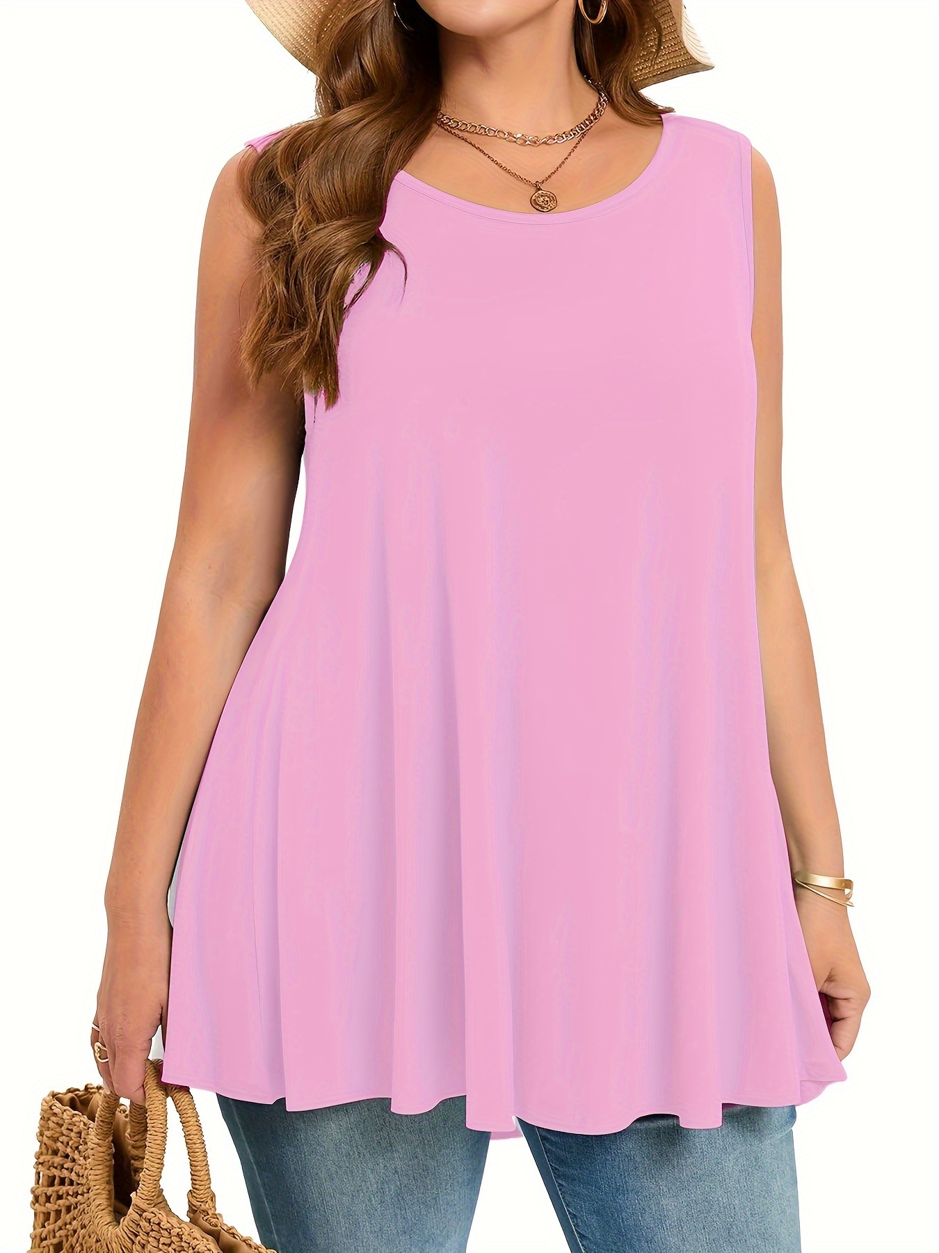 Plus Size Simple Solid Tank To - Summer Clothing For Plus Size Women ulasan dan harga