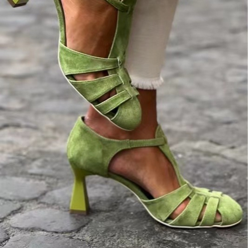 Sandal Wanita Hijau Suede Kitt - Summer Clothing Office ulasan dan harga