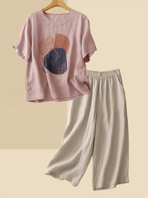 Setelan Kaos Lengan Pendek Lin - Summer Clothing Over 60 ulasan dan harga