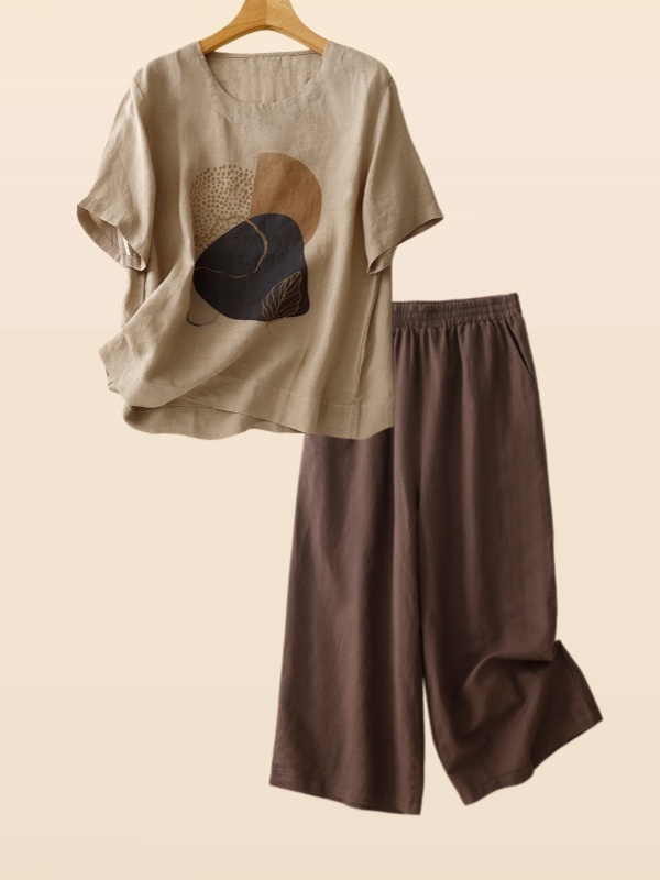 Setelan Kaos Lengan Pendek Lin - Summer Clothing Over 60 ulasan dan harga