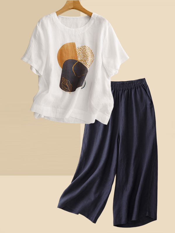 Setelan Kaos Lengan Pendek Lin - Summer Clothing Over 60 ulasan dan harga
