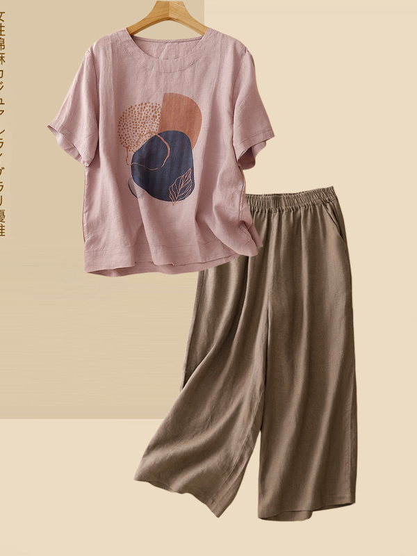 Setelan Kaos Lengan Pendek Lin - Summer Clothing Over 60 ulasan dan harga