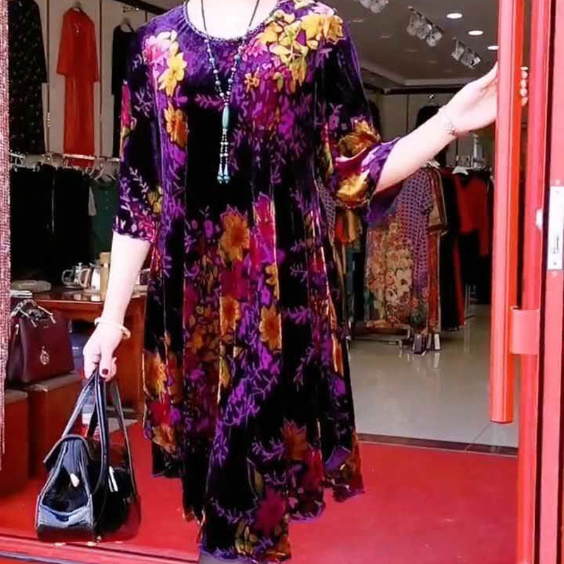 Gaun Midi bunga rusak Vintage  - Summer Clothing For 70 Year Old Woman ulasan dan harga