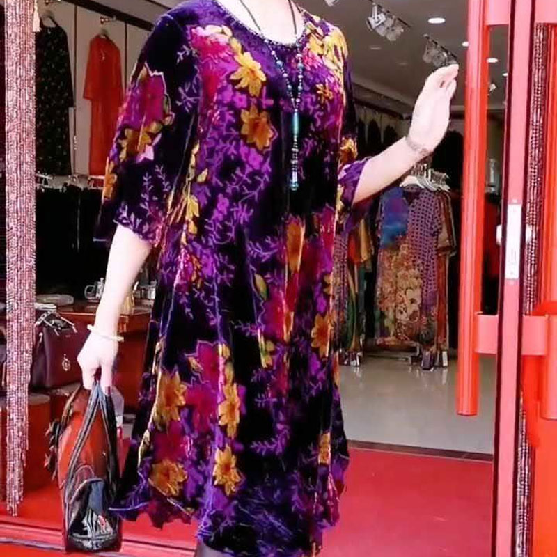 Gaun Midi bunga rusak Vintage  - Summer Clothing For 70 Year Old Woman ulasan dan harga