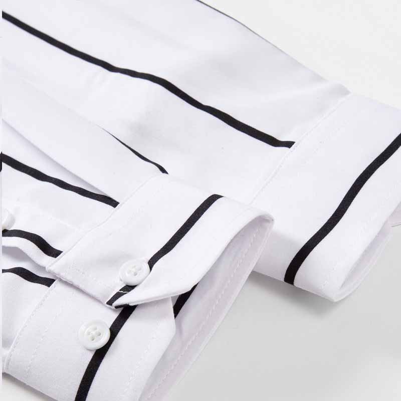 Kemeja Pria Bergaris Lengan Pa - Summer Clothing Office ulasan dan harga