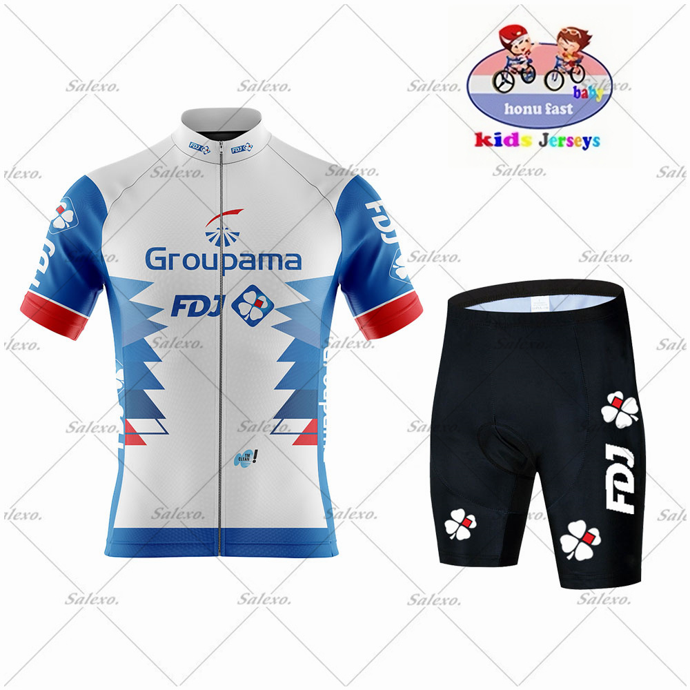 Set Jersey Bersepeda FDJ Anak- - Summer Clothing Kids Sale ulasan dan harga
