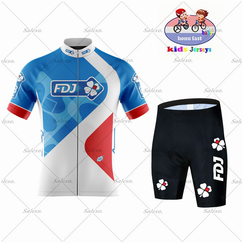Set Jersey Bersepeda FDJ Anak- - Summer Clothing Kids Sale ulasan dan harga