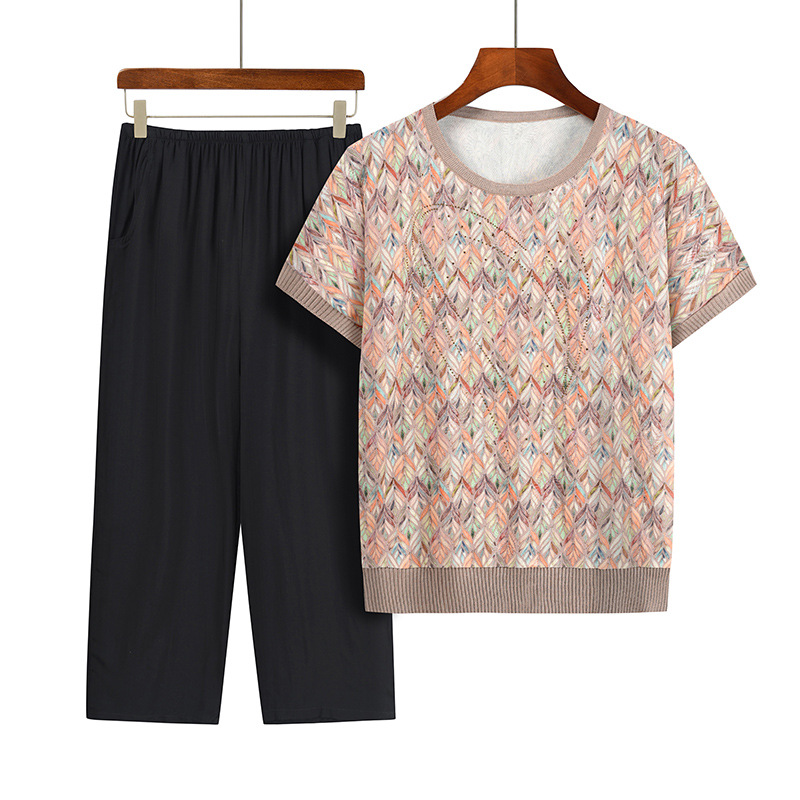 Setelan dua potong untuk nenek - Summer Clothing For 70 Year Old Woman ulasan dan harga