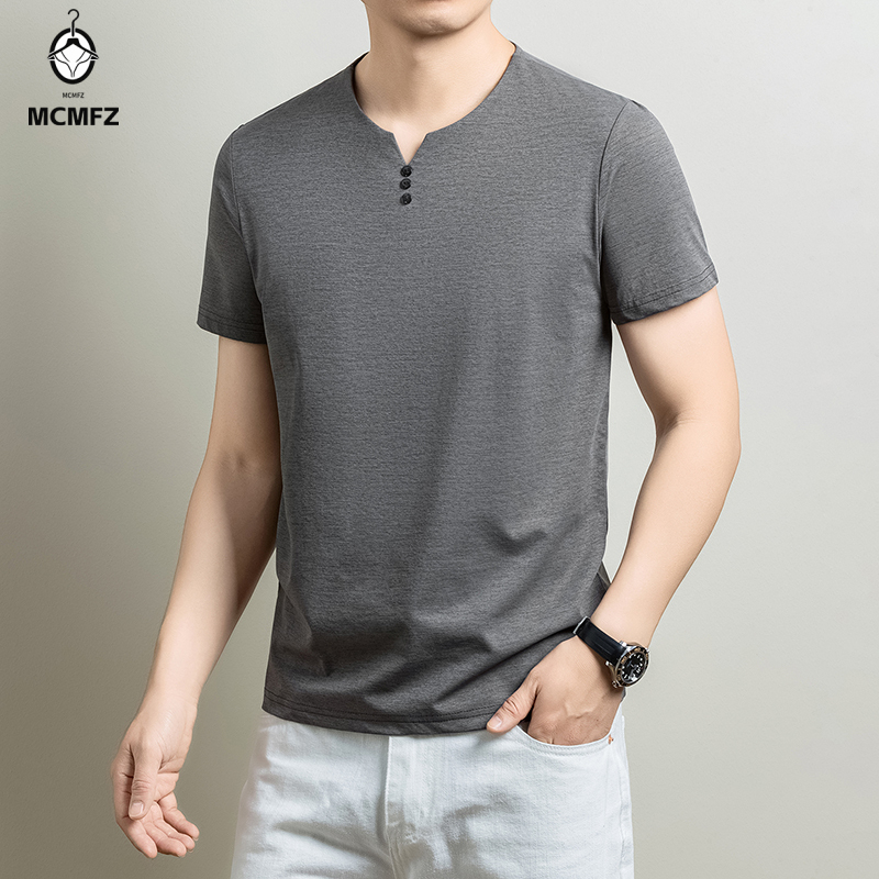 Kaos Henley Pria Basic Bahan K - Summer Clothing Office ulasan dan harga