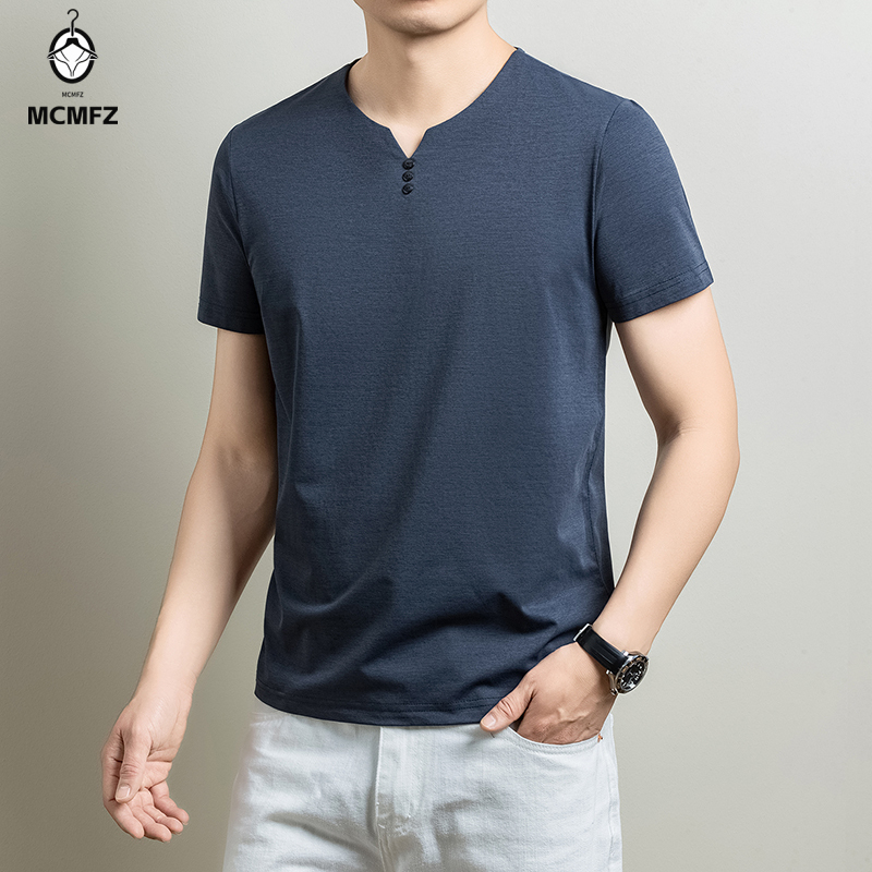 Kaos Henley Pria Basic Bahan K - Summer Clothing Office ulasan dan harga