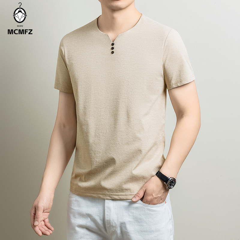 Kaos Henley Pria Basic Bahan K - Summer Clothing Office ulasan dan harga