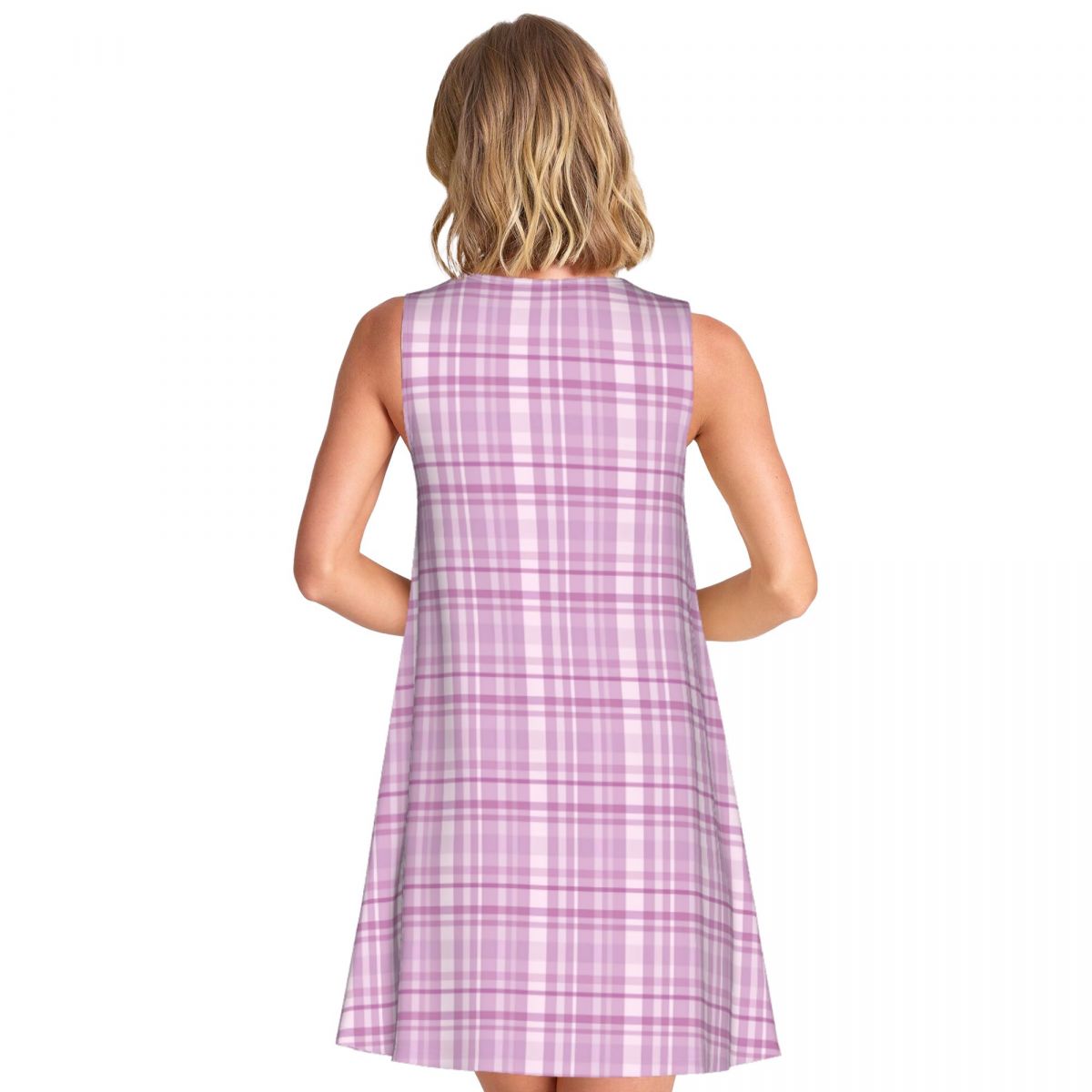 Gaun Kasual Kotak-kotak Ungu d - Summer Clothing Ideas For Women ulasan dan harga