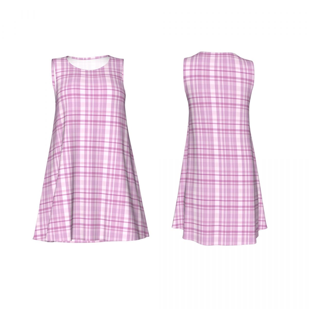 Gaun Kasual Kotak-kotak Ungu d - Summer Clothing Ideas For Women ulasan dan harga