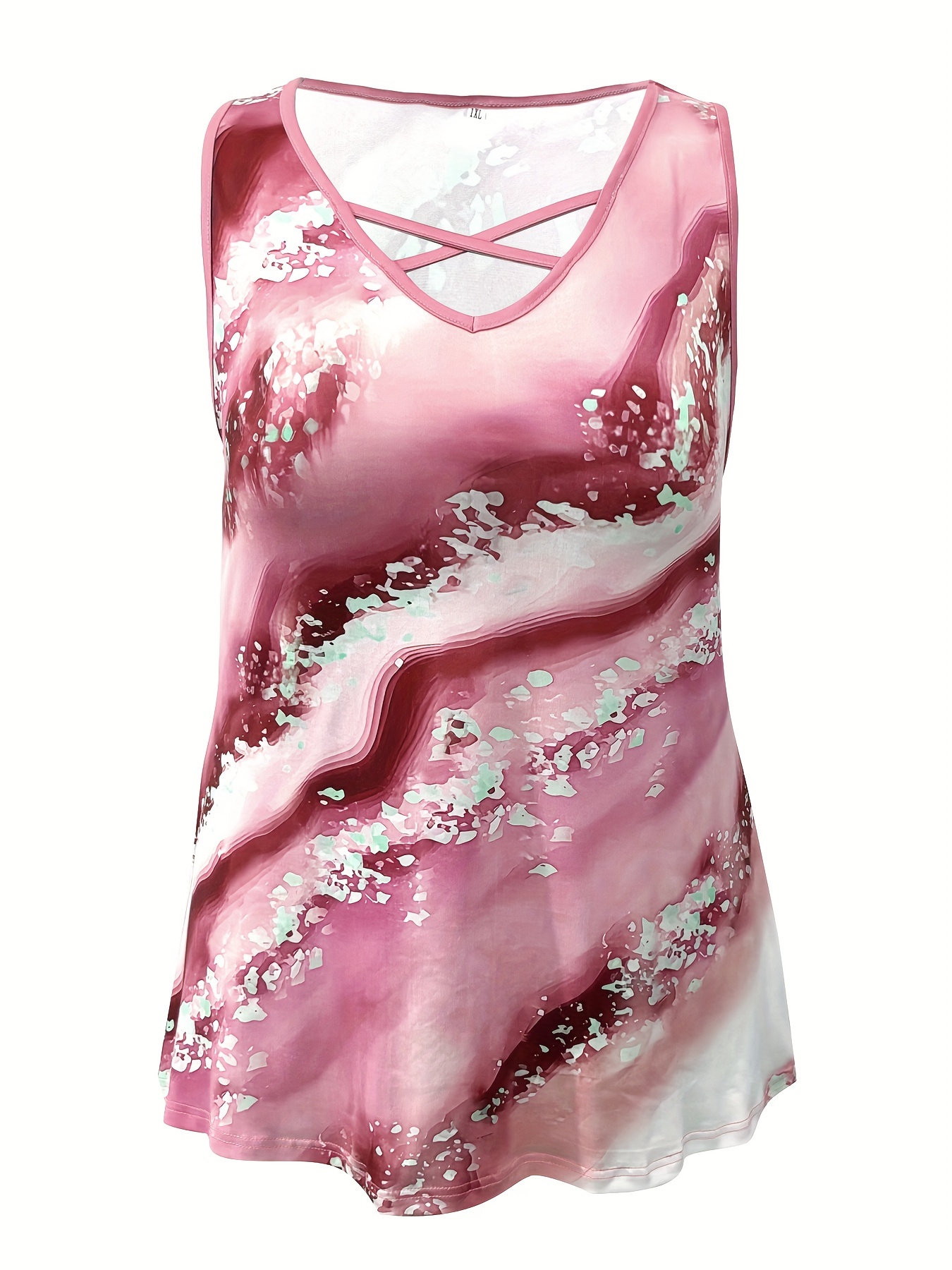 Tank Top cetak marmer ukuran b - Summer Clothing For Plus Size Women ulasan dan harga
