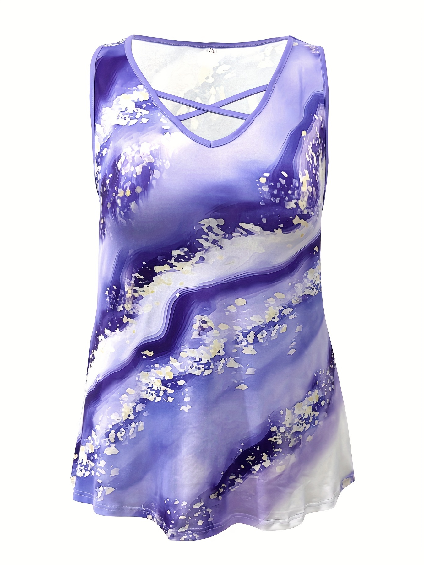 Tank Top cetak marmer ukuran b - Summer Clothing For Plus Size Women ulasan dan harga